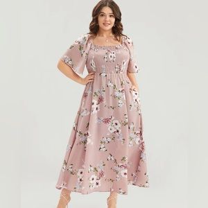 NWT - BloomChic - Floral Square Neck Dress - Dusty Pink - Size 1X (14-16)